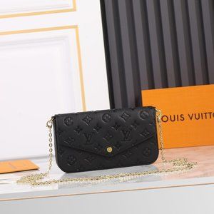 Louis Vuitton Gold chain Felicie Pochette Black Crossbody Bag
